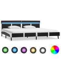 Sengestel med LED 180x200 cm kunstlæder grå
