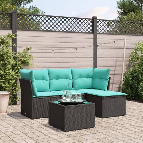 Sofasæt til haven 5 dele med hynder polyrattan sort