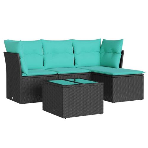 Sofasæt til haven 5 dele med hynder polyrattan sort