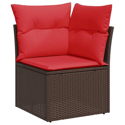 Loungesæt til haven 11 dele med hynder polyrattan brun