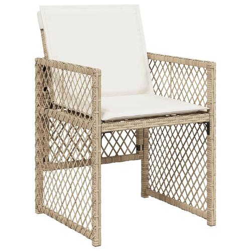 Spisebordssæt til haven 11 dele med hynder polyrattan beige