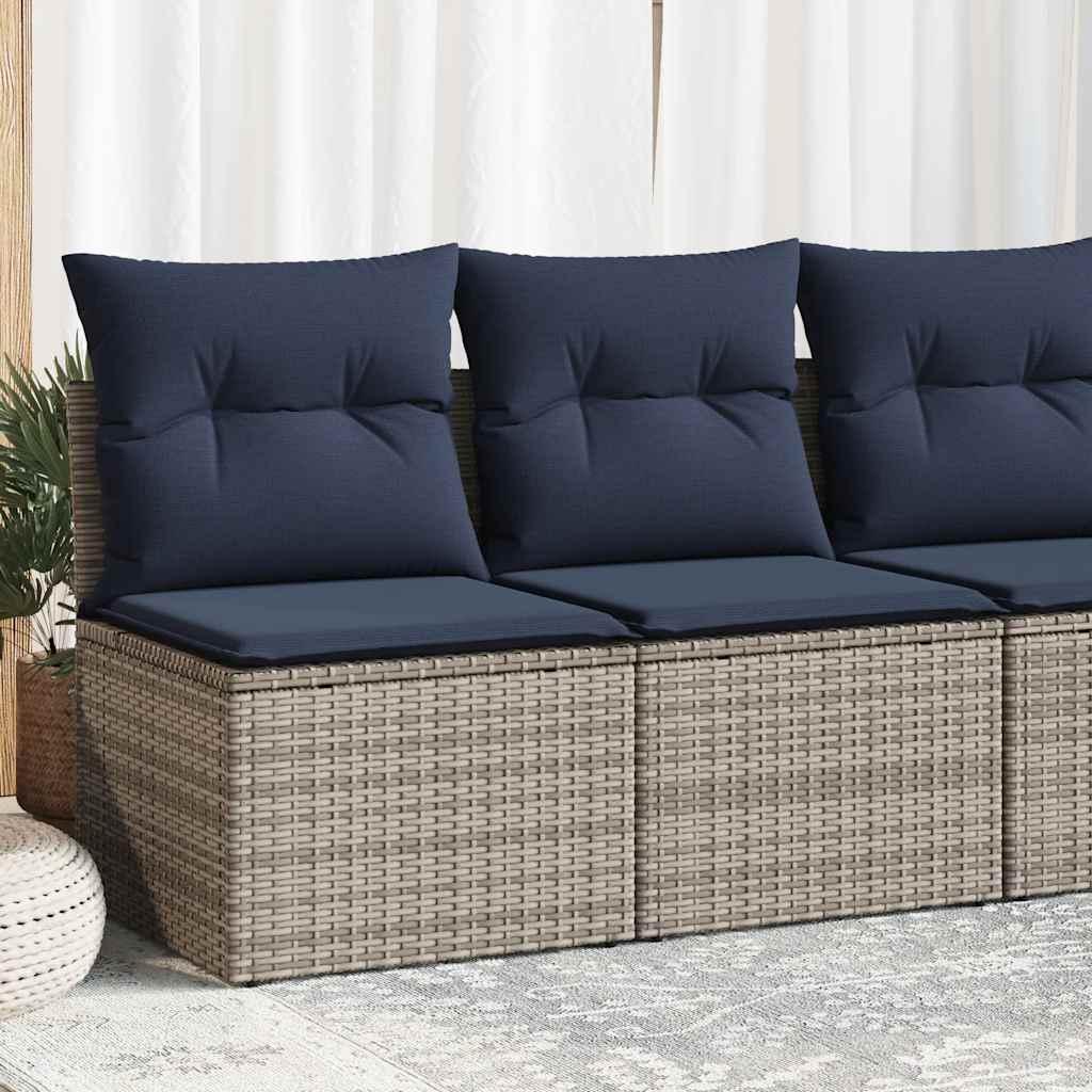 Sofasæt til haven 2 dele med hynder polyrattan akacietræ grå billede