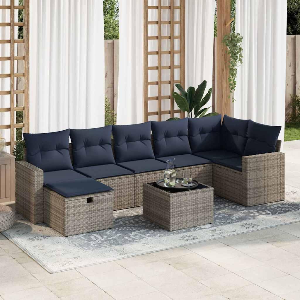 Sofasæt til haven 8 dele med hynder polyrattan grå billede