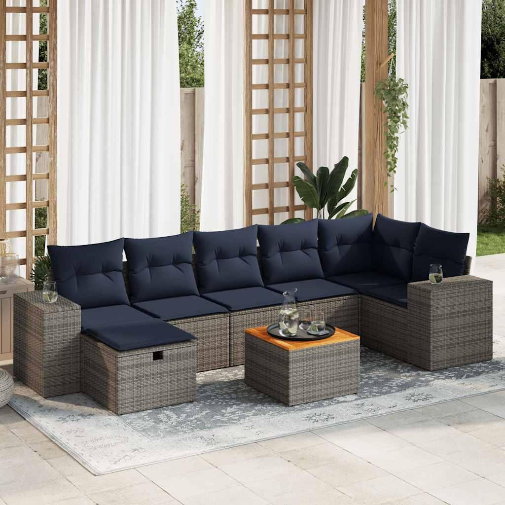 Sofasæt til haven 8 dele med hynder polyrattan grå billede