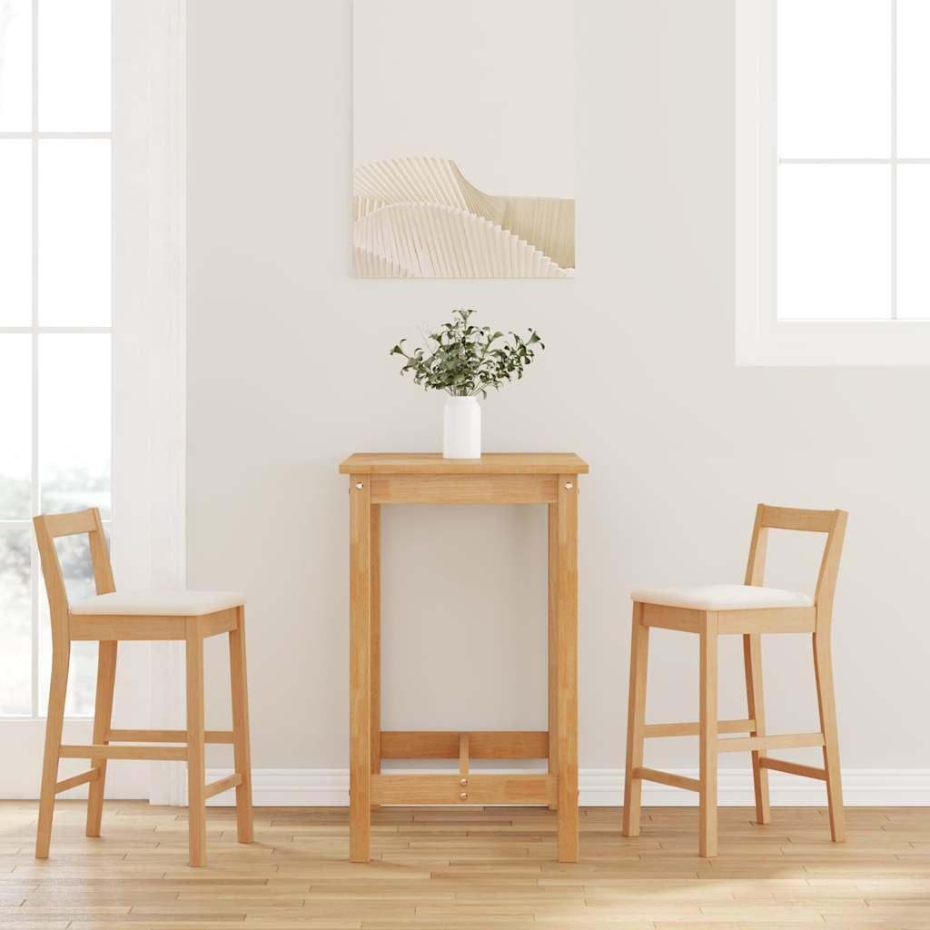 Barstole Med/uden Hynder 2 Stk. Massivt Gummitræ - Naturfarvet og lys