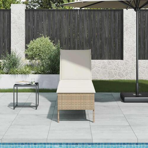 Liggestol med hynde 55x200x44 cm polyrattan beige