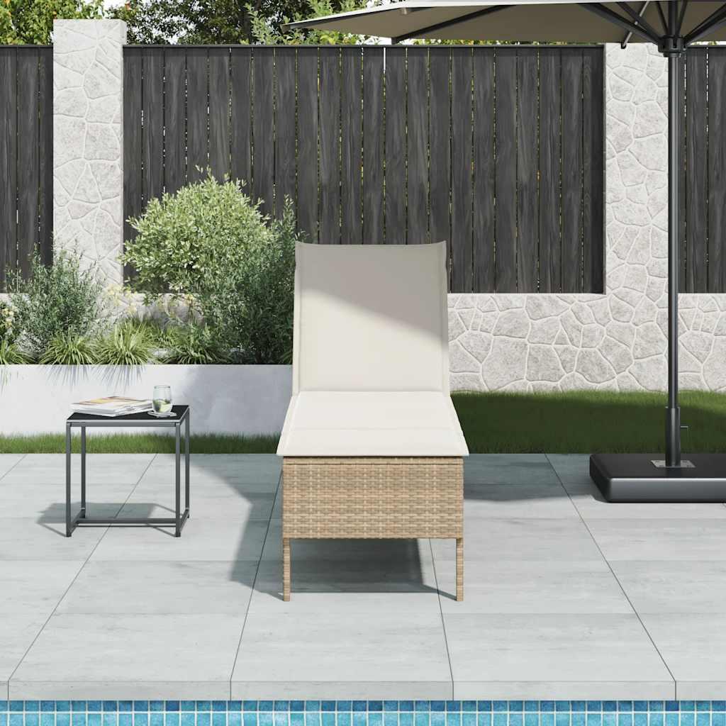 Liggestol med hynde 55x200x44 cm polyrattan beige