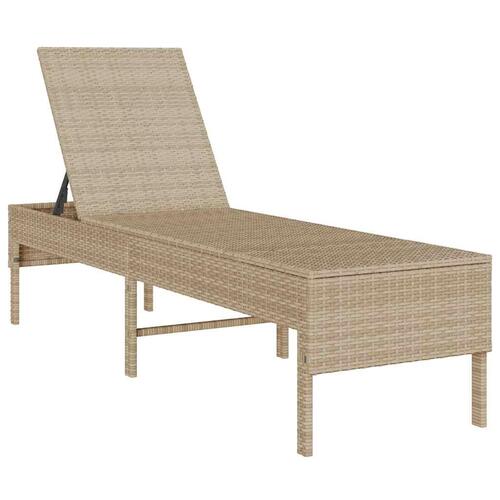 Liggestol med hynde 55x200x44 cm polyrattan beige