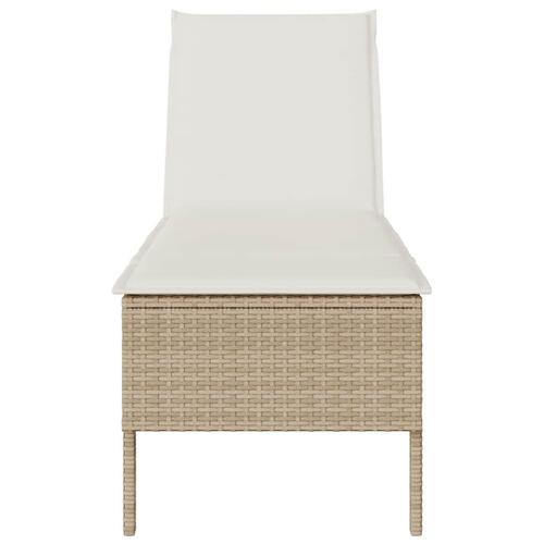 Liggestol med hynde 55x200x44 cm polyrattan beige