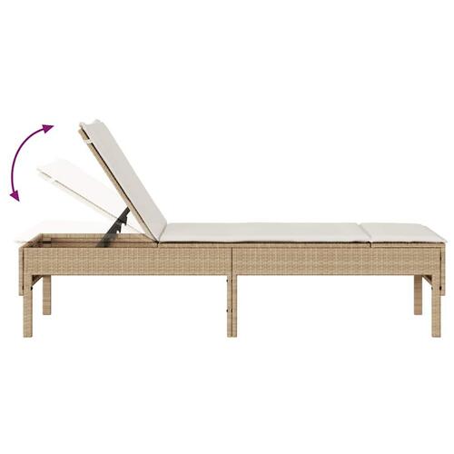 Liggestol med hynde 55x200x44 cm polyrattan beige