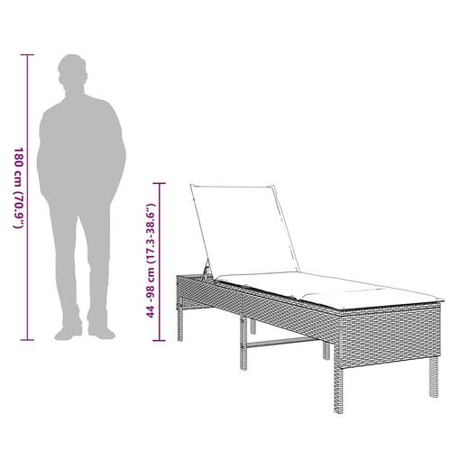 Liggestol med hynde 55x200x44 cm polyrattan beige