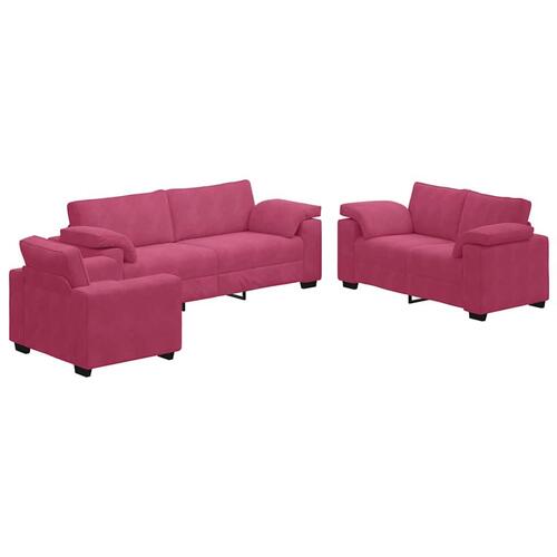 2 personers sofa med hynder velour vinrød