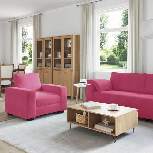 2 personers sofa med hynder velour vinrød