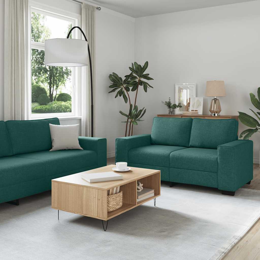 2 personers sofa med hynder stof mørkegrøn