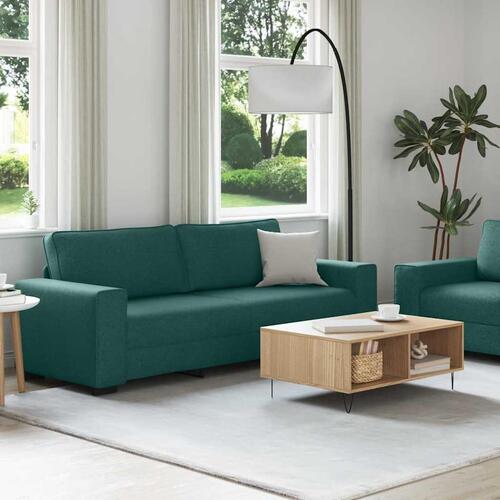 2 personers sofa med hynder stof mørkegrøn