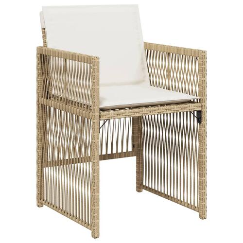 Havestole 4 stk. med hynder polyrattan beige