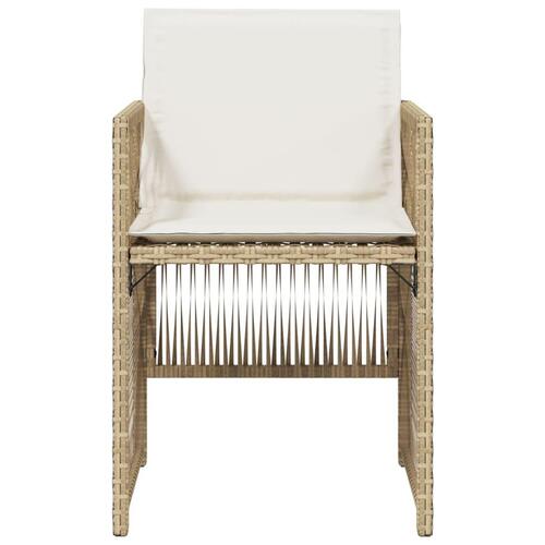 Havestole 4 stk. med hynder polyrattan beige