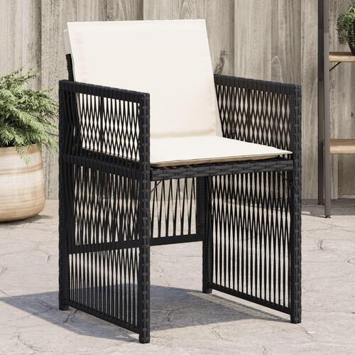 Havestole med hynder 4 stk. polyrattan sort