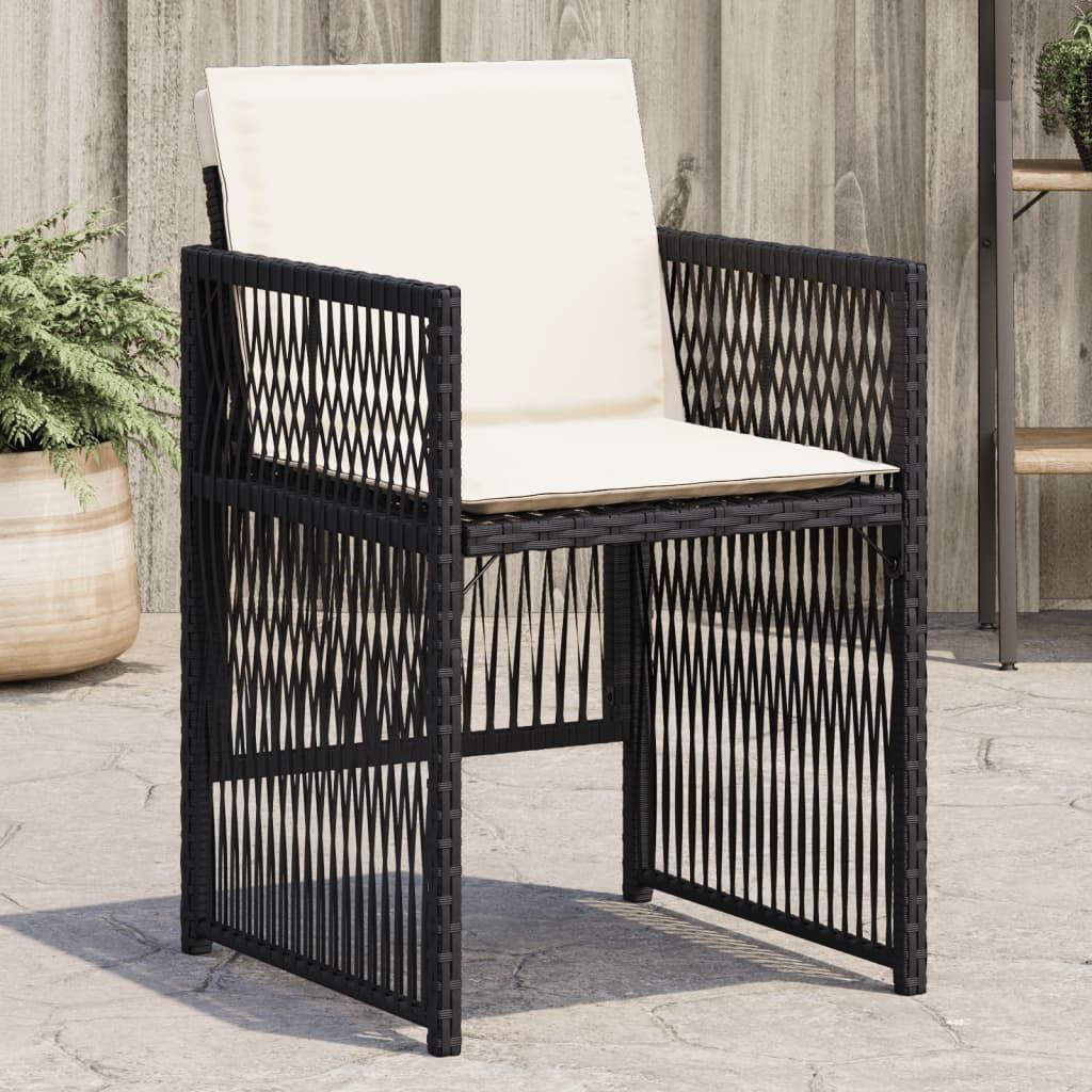 Havestole med hynder 4 stk. polyrattan sort
