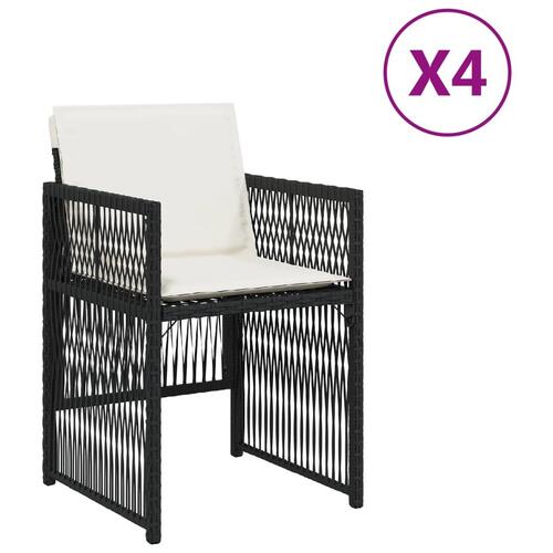 Havestole med hynder 4 stk. polyrattan sort