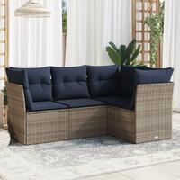 Sofasæt til haven 4 dele med hynder polyrattan grå