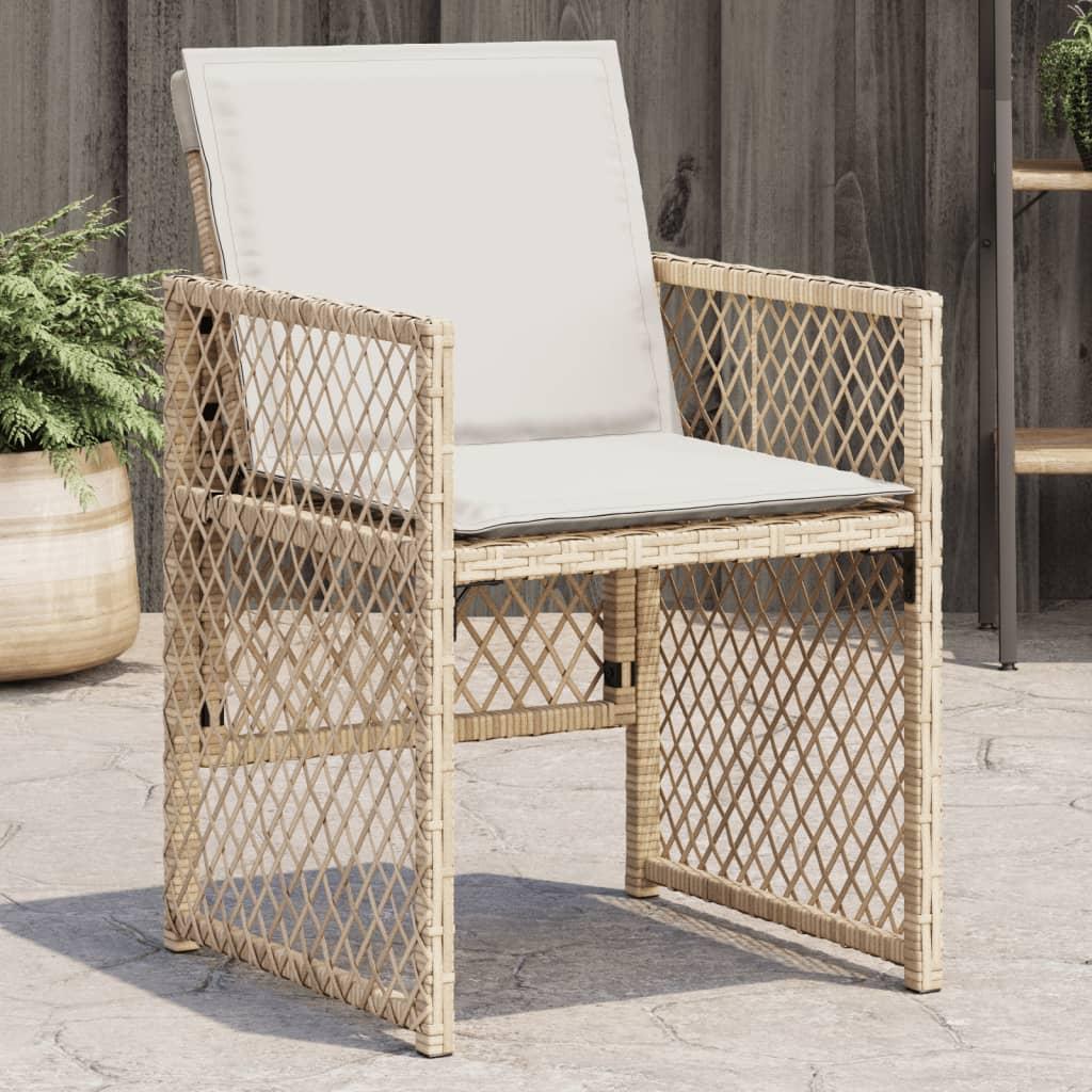 Havestole 4 stk. med hynder polyrattan beige