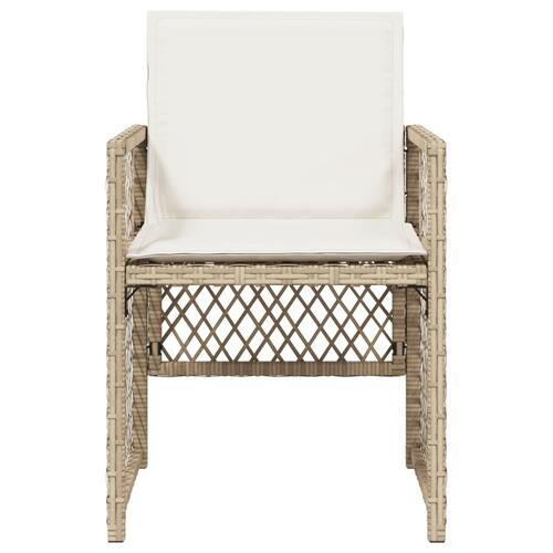 Havestole 4 stk. med hynder polyrattan beige
