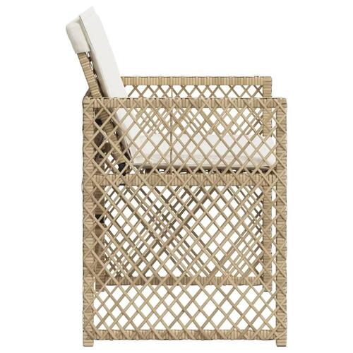 Havestole 4 stk. med hynder polyrattan beige