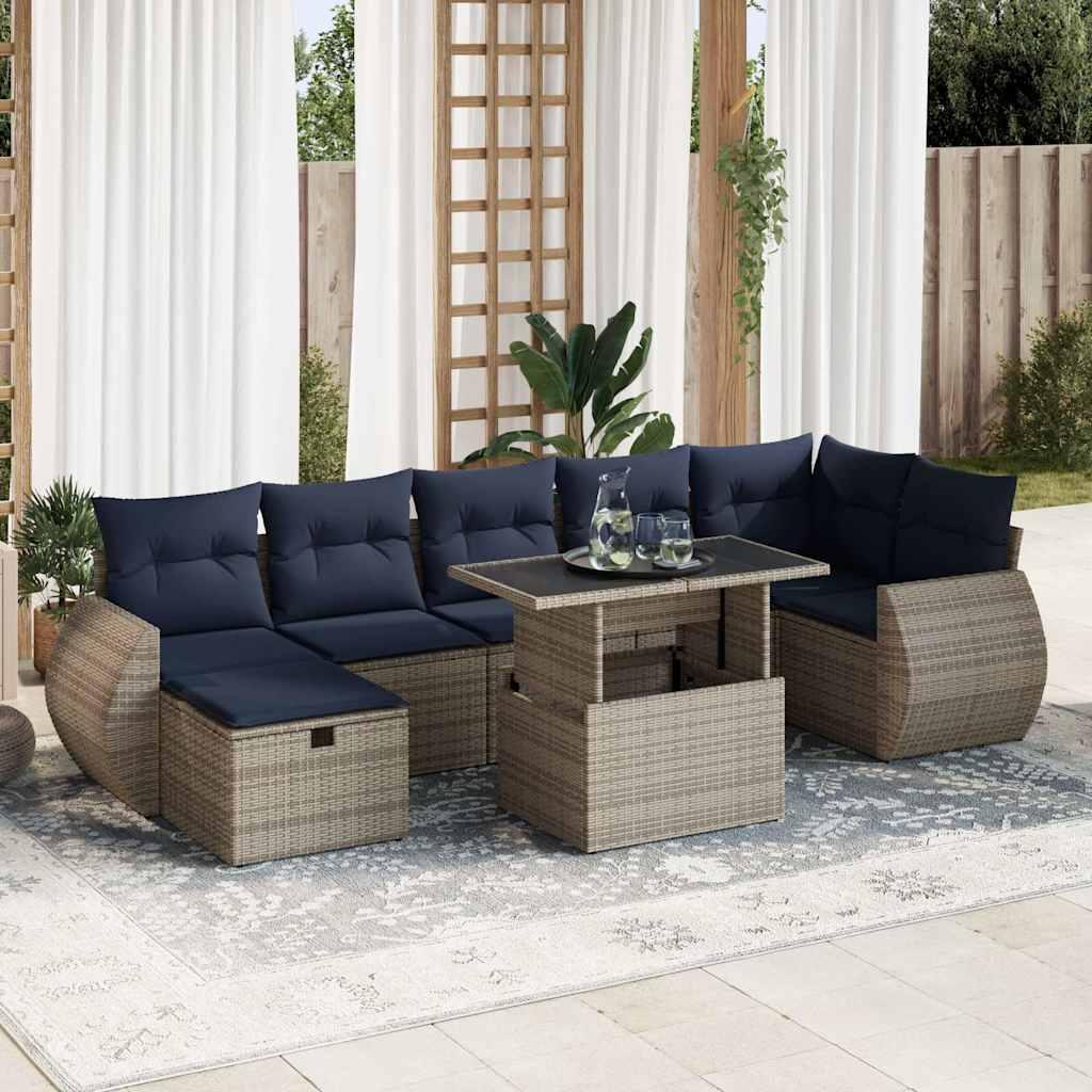 Sofasæt til haven 8 dele med hynder polyrattan akacietræ grå billede