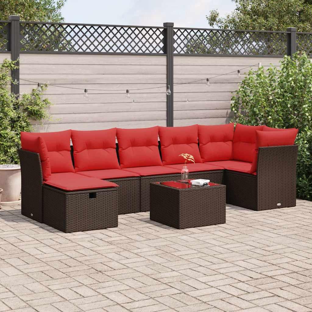 Sofasæt til haven 8 dele med hynder polyrattan brun billede