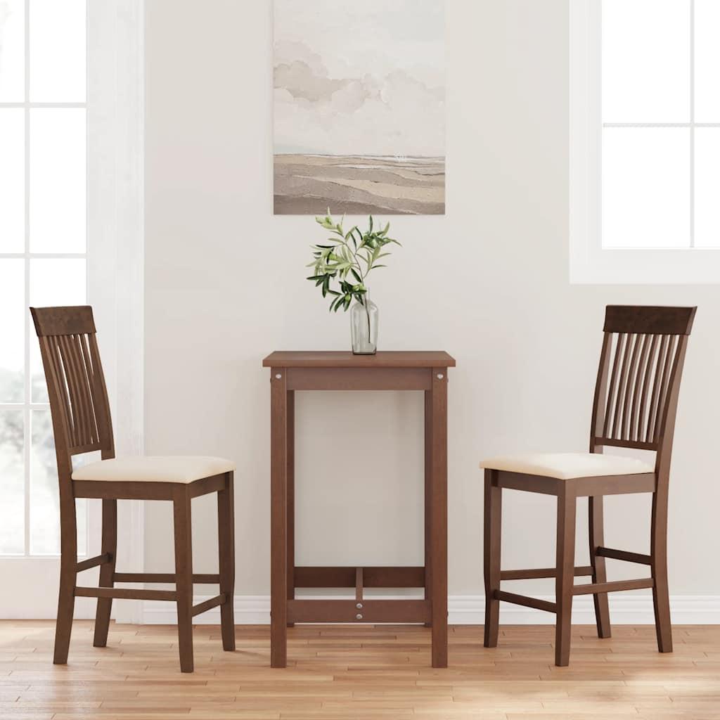 Barstole med hynder 2 stk. massivt gummitræ brun billede