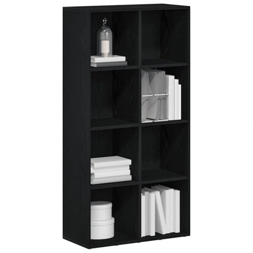 Bogreol med 8 rum - 66×30×130 cm, konstrueret træ, sort egetræsfarve
