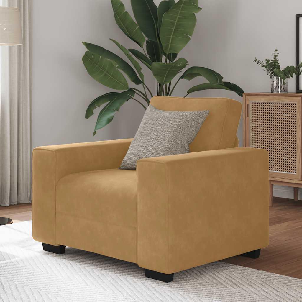 Sofastol 60 cm fløjl brun billede