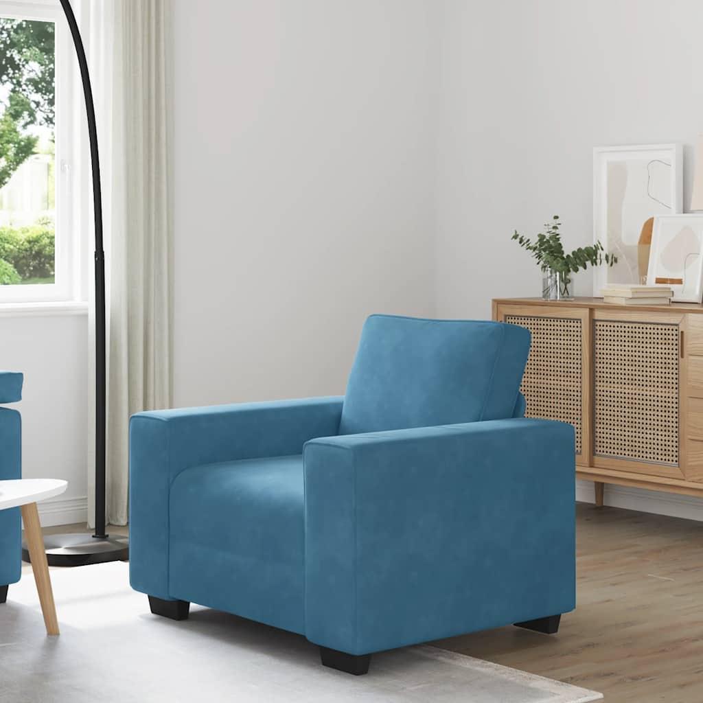Sofastol 60 cm fløjl blå billede