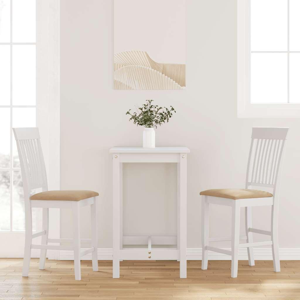 Barstole med hynder 2 stk. massivt gummitræ hvid billede