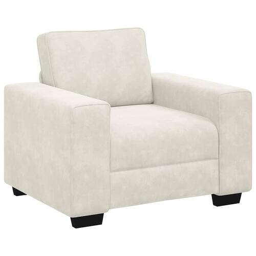 3 personers sofa med hynder velour cremefarvet
