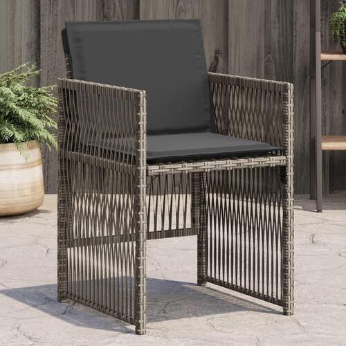 Havestole med hynder 4 stk. polyrattan grå