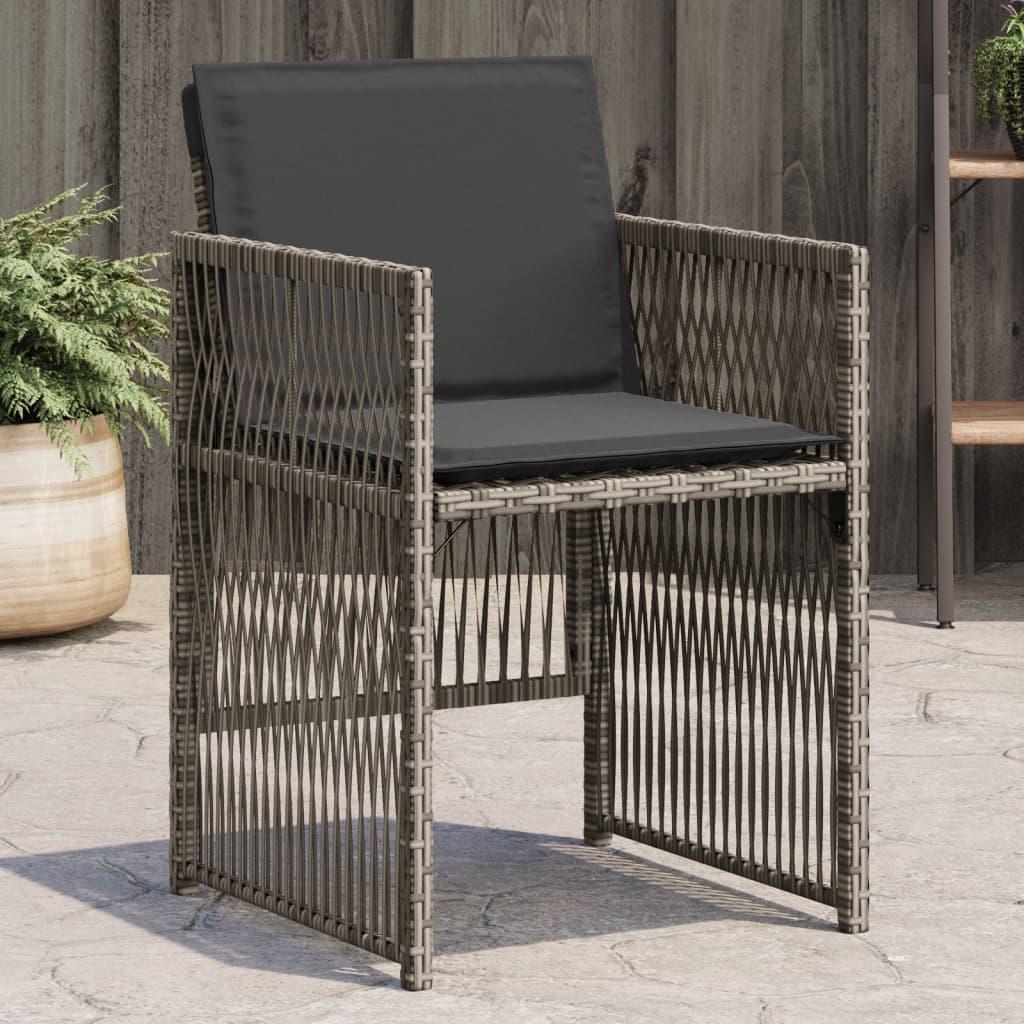 Havestole med hynder 4 stk. polyrattan grå