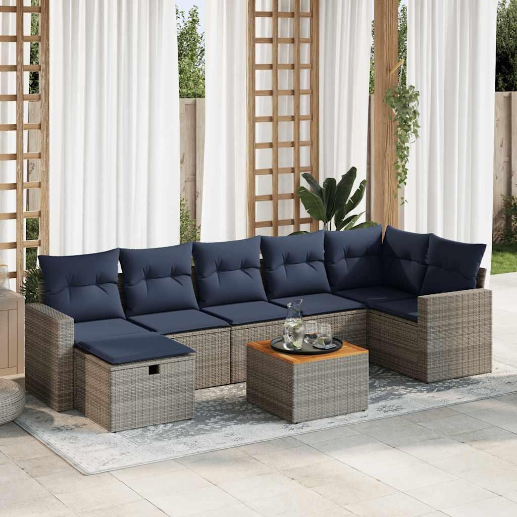 Sofasæt til haven 8 dele med hynder polyrattan grå billede