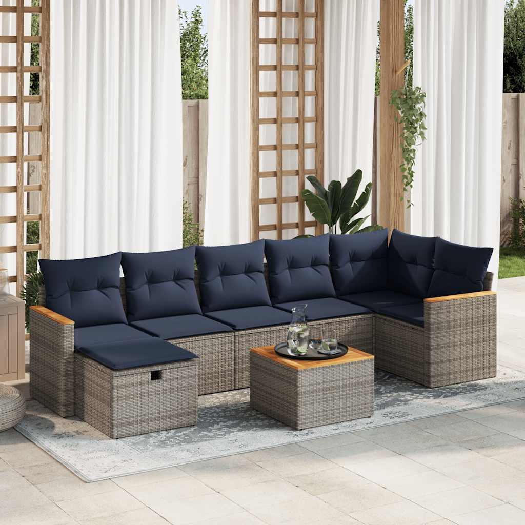 Sofasæt til haven 8 dele med hynder polyrattan grå billede
