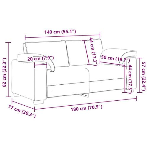 Elskovssofa 140 cm fløjl lyserød