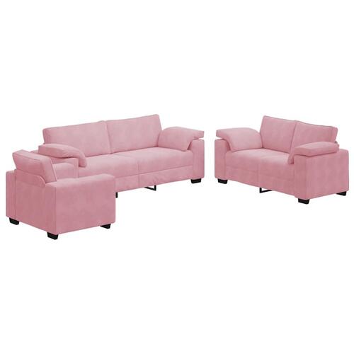 3 personers sofa med hynder velour lyserød