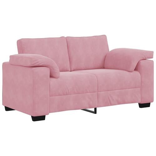 3 personers sofa med hynder velour lyserød