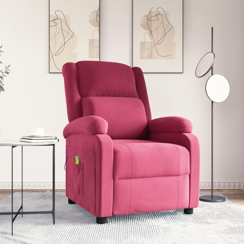 Massagestol velour vinrød