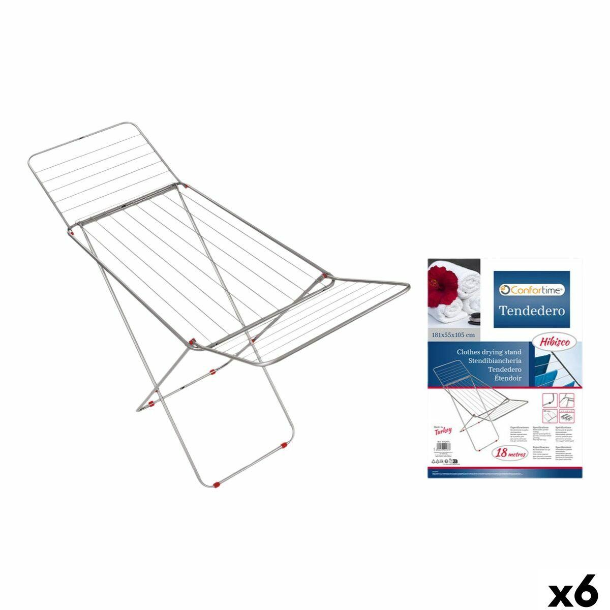 Confortime Hibisco sammenfoldeligt tørrestativ 18 m - sølv, metal, 180 × 55 × 109 cm (6 stk.)