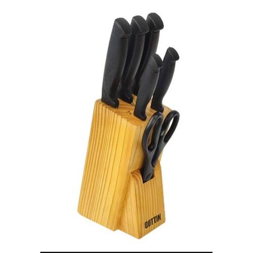 Sæt med køkkenknive og holder Quttin Nero Sort 7 Dele (2 enheder)