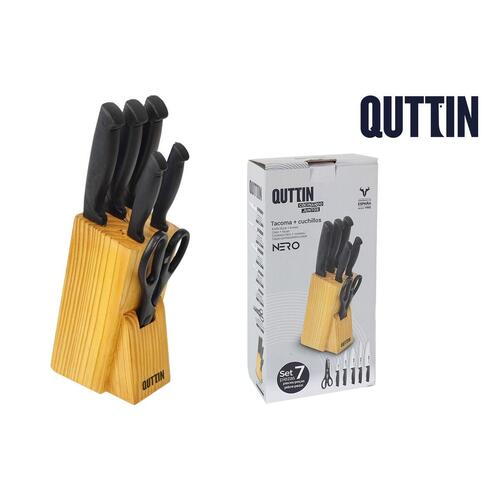 Sæt med køkkenknive og holder Quttin Nero Sort 7 Dele (2 enheder)