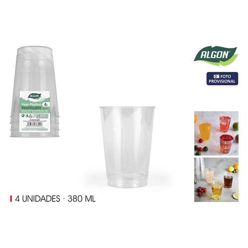 Glassæt Algon Plastik 380 ml 4 Dele (24 enheder)