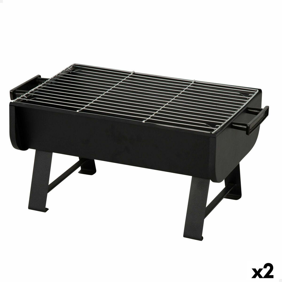 Aktive transportabel havegrill i stål 45 × 25 × 30 cm - sort (2 stk.)