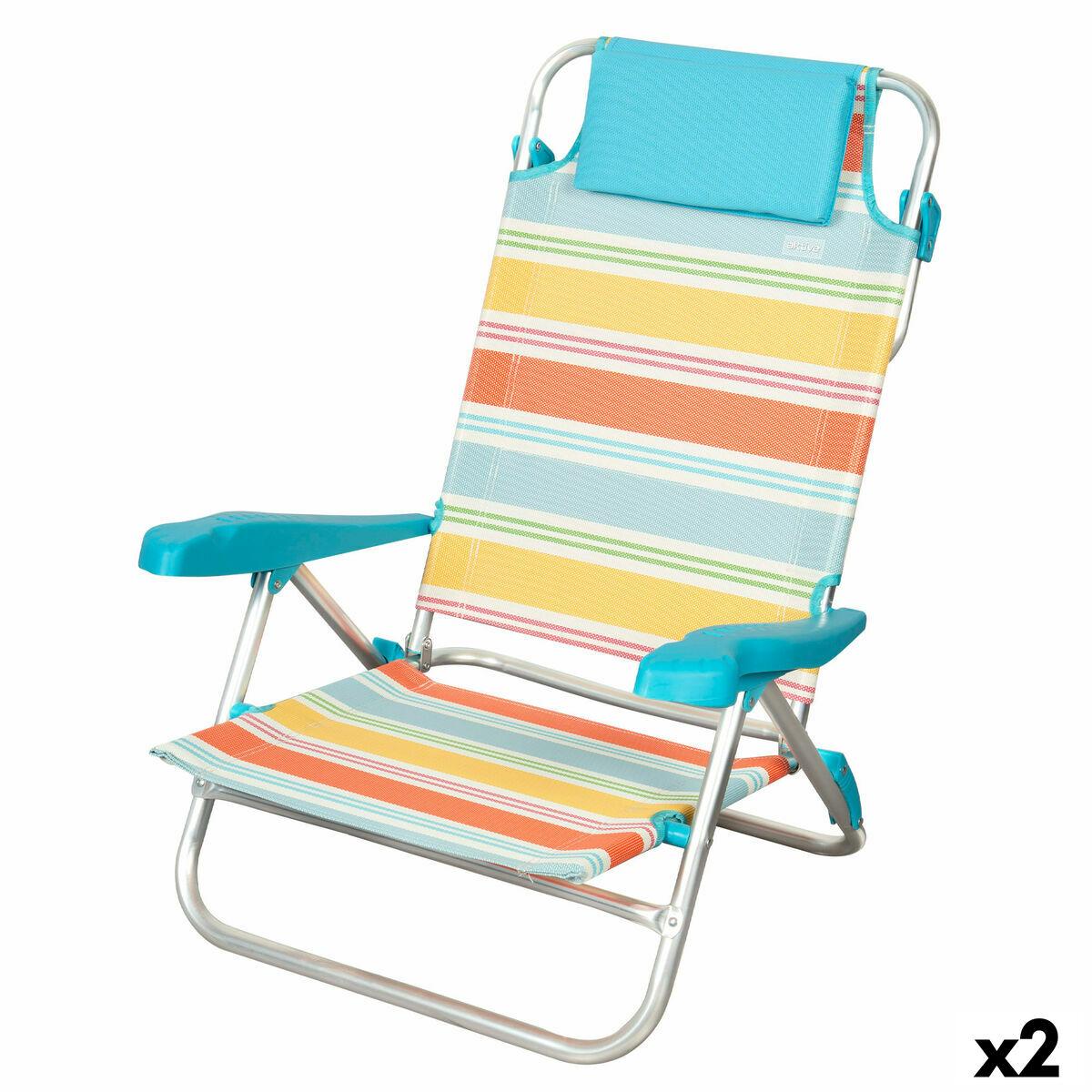 Strandstol Aktive Multifarvet 48 x 90 x 60 cm (2 enheder)